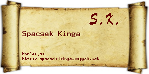 Spacsek Kinga névjegykártya